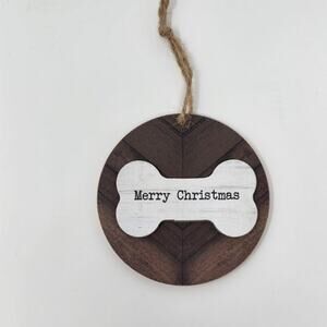 Merry Christmas Dog Bone Round Ornament